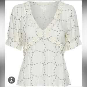 Atelier Reve French Brand Light Floral Ruffle Chic Blouse Top Size EU 38